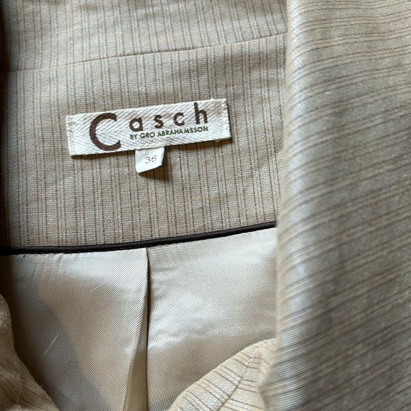 Anthro Casch Taupe Pinstripe Jacket - Picture 2 of 6